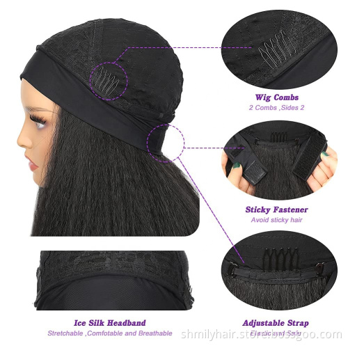 Top Selling New Arrival Human Hair Kinky Straight Headband Wigs Cheap Machine Made Non Lace Wig Virgin Brazilian Human hair wigs